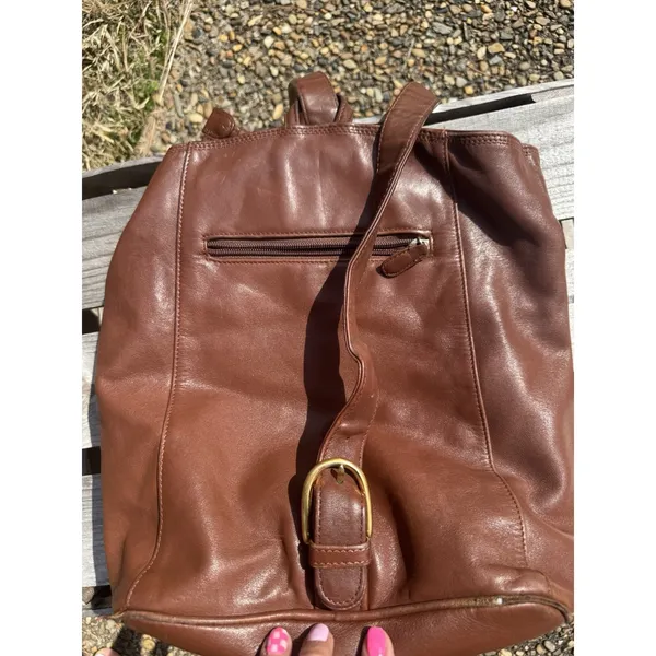 LIZ CLAIBORNE Shoulder‎ Purse Satchel Tote Leather Bucket Bag Brown Rare - Image 2