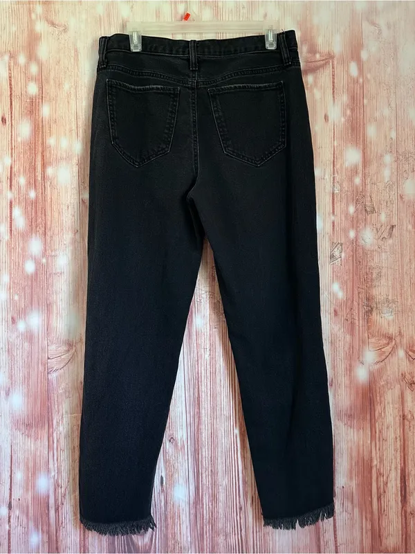 SO Black High Rise Distressed Raw Hem Ankle Length Mom Jeans Size 11/30 - Image 8
