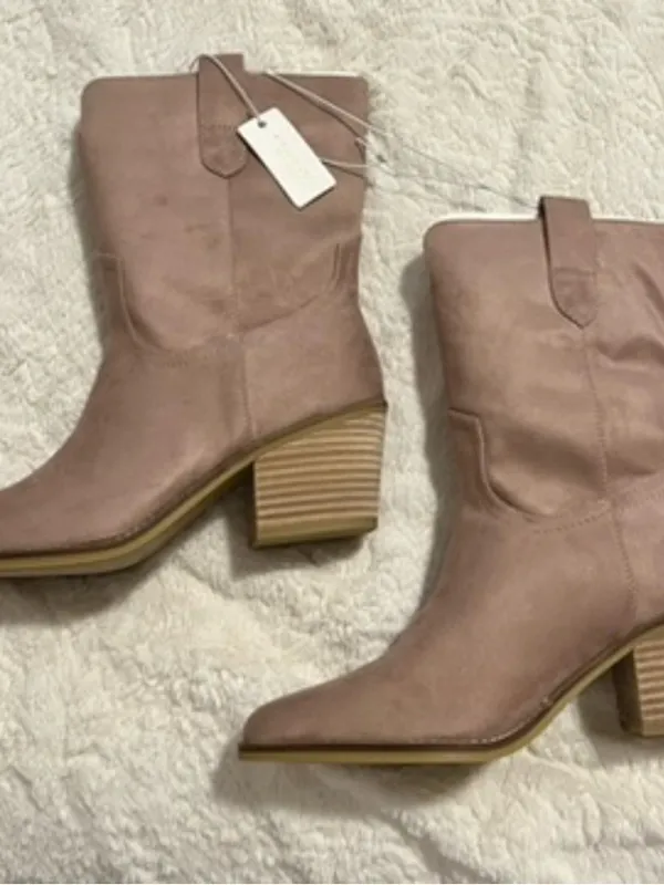 NEW Altar’d State Tan Suede Western Booties Size 8.5 NWT - Image 2
