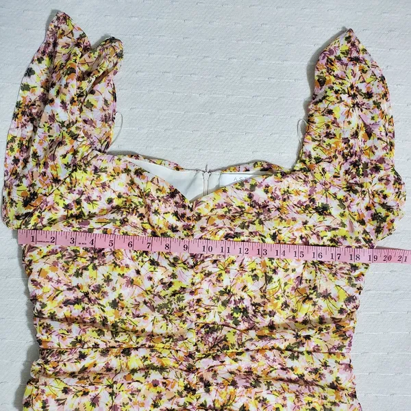 ASTR‎ The Label Dress Floral Ruched Chiffon Mini Cap Sleeve. Size: XL - Image 5