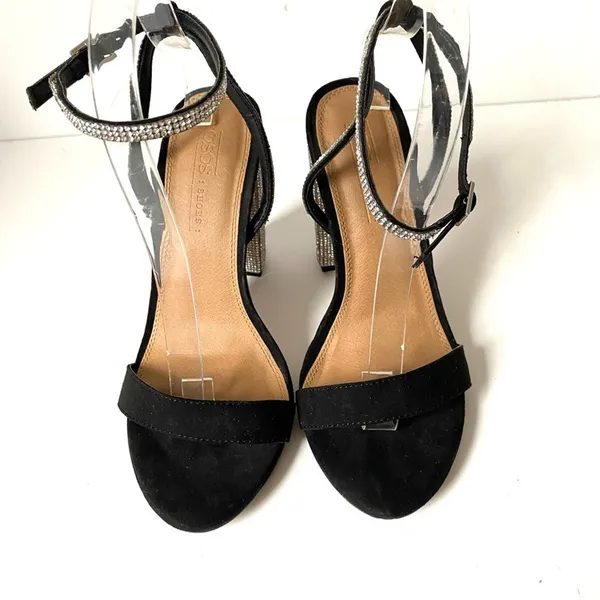 ASOS Design Hot Step Embellished Rhinestone Block Heel Black Sandals size 5 - Image 7