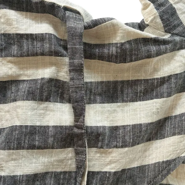 Ecote Wrap Top Black Ivory Stripe Cotton Tie Waist‎ Short Sleeve S Boho - Image 8