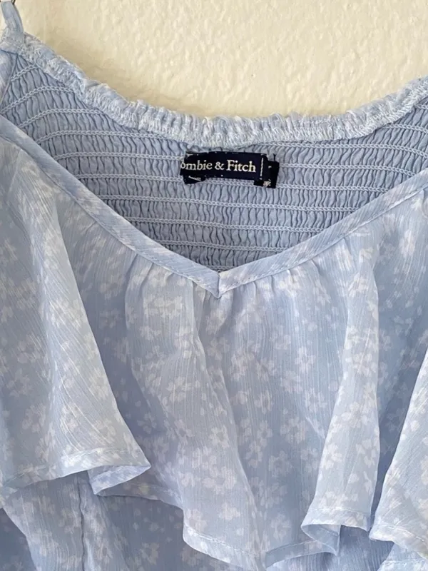 Abercrombie & Fitch Light Blue Floral Mini Dress - Image 3