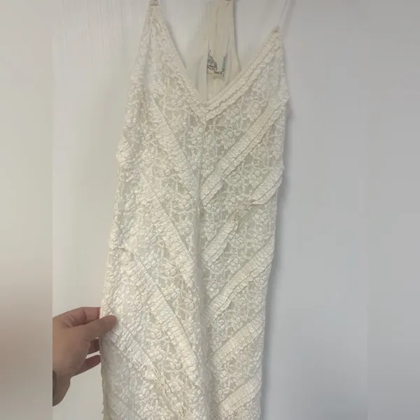 Intimately Free People White Stretch Lace Nightie Mini Dress Cotton size X-Small - Image 2