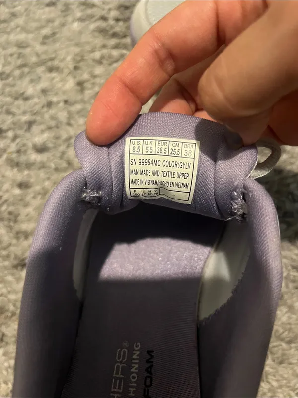 Skechers Light Gray and Lavender Lace-Up Athletic Sneakers - Image 2