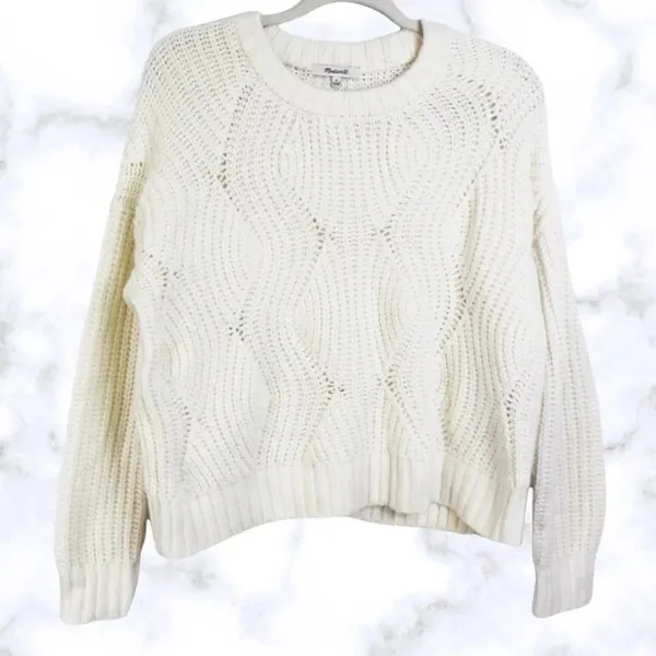 Madewell Everett Rib Play Ribbed Cable Knit Sweater Pullover Blouse Plus 2X v6x - Image 6