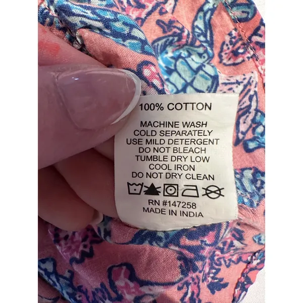 Simply Southern Pink Seahorse Print Ruffle Peplum Cotton Top Womens Medium - Image 8