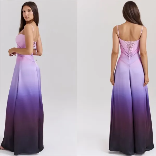 HOUSE OF CB 'Anabella' S A-C Ombre Print Lace‎ Up Maxi Dress NWOT - Image 14