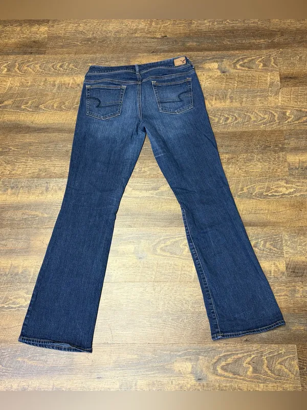 2013 American Eagle Kick Boot Stretch Low Rise Jeans Womens 10 Blue Y2k Flare - Image 6