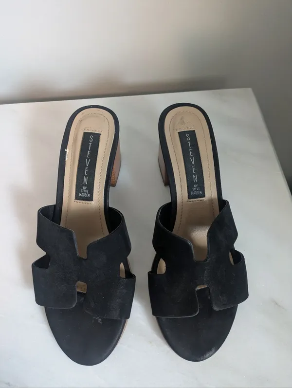 Steve Madden Fuiji Block Heel Mule Sandals Black 6.5 - Image 2