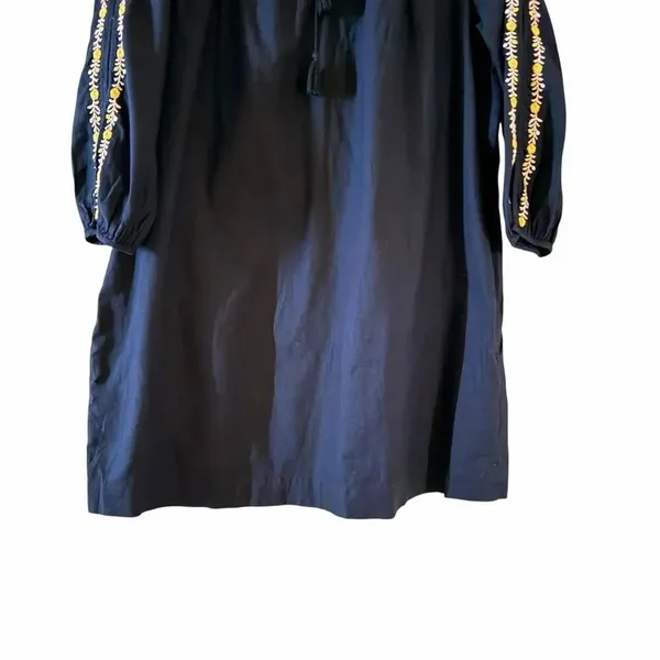 Madewell Embroidered Shift Dress Black Floral Pockets Boho Artisan SZ L #2615 - Image 9