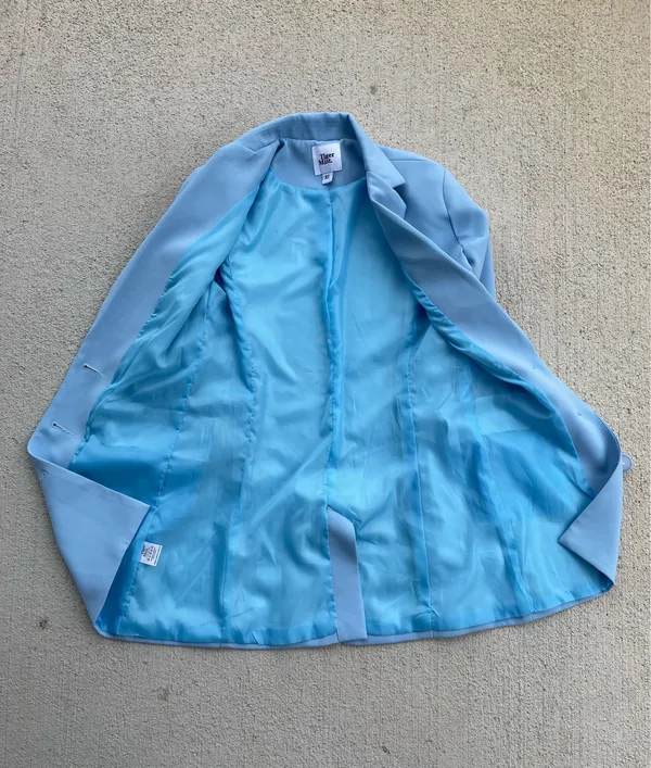 Tiger Mist Baby Blue Blazer XS Y2K Tailored It Girl Jacket - Image 6