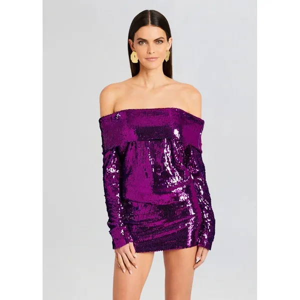 NWT Retrofete Wyn Sequin‎ Mini Dress Amethyst Purple Size Small - Image 4