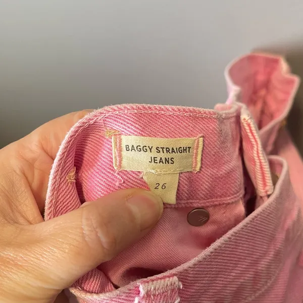 Madewell Baggy Straight Jeans Garment‎ Dyed Edition Retro Pink Size 26 - Image 4