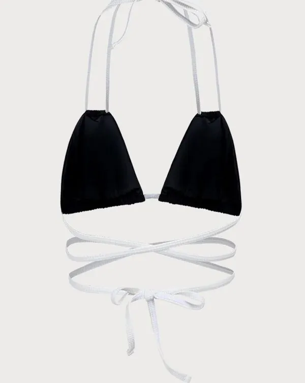 Berlook Contrast Triangle Halter Bikini Top and Contrast Tie Bikini Bottom - Image 10