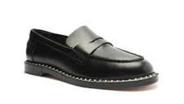 New SCHUTZ 8.5 Loafer Penny Flat Slip On Studded Leather Womens Black Leather - Image 3