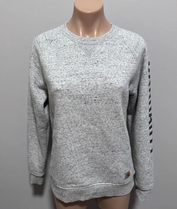 Carhartt Relaxed Fit Women’s Crewneck Sweatshirt Gray Logo Small - Image 2