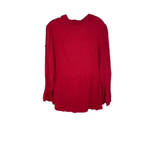 Soft Surroundings Burgundy Poet Blouse w/ Ruffled Cuffs Size L Style 2AT59 - Image 3