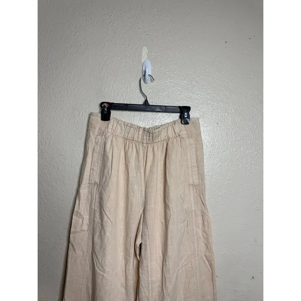 Free People Day’s End Linen Pull On Wide Leg Pants Women’s Medium Beige - Image 6