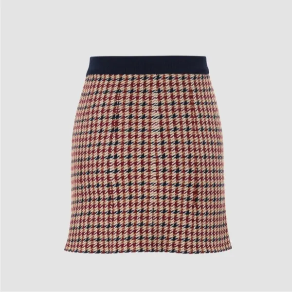 Cider Red and Black Houndstooth Mini Skirt‎ - Image 2