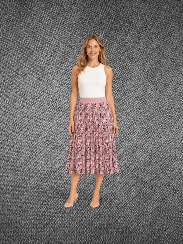 Metrowear Pink Abstract Pleated Midi Skirt Petite M - Image 2