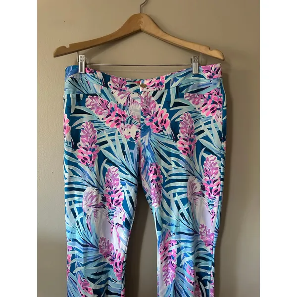 Lilly Pulitzer Kelly Knit Skinny Ankle Pant Mr Peacock Blue Tweethearts Size 14 - Image 3