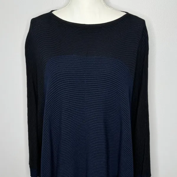 Lululemon It All Lines Up Poncho Sweater OS Navy Black Ribbed Knit Travel‎ Cozy - Image 5