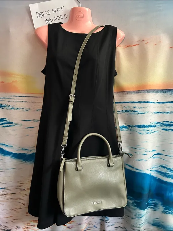 Nine West Olive Green Leather Multi-Pocket Satchel Shoulder Bag Handbag Purse - Image 15