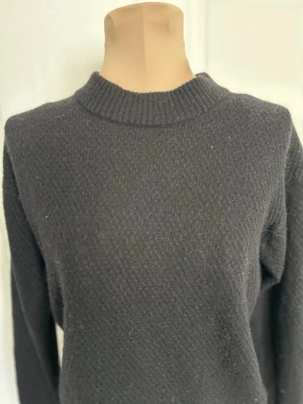 Quince Baby Alpaca Wool Diamond Stitch Crew Neck Sweater Black Size S - Image 9