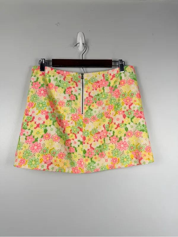 Lilly Pulitzer Tate Skirt Size 6 Floral Sunbonnet Lace Pink Green Yellow - Image 5