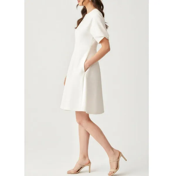 COS Puff Sleeve Organic Cotton Denim Mini Dress, White, 12 (US) - Image 4