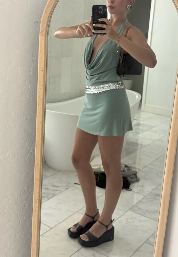 Cove Mini Dress Green - Image 2
