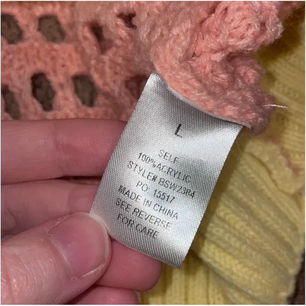 Baevely pink and yellow open knit cardigan - Image 4
