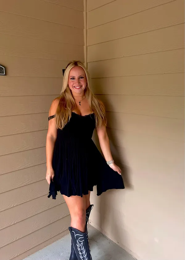 Free People Lace Black Strappy Dress Mini - Image 5