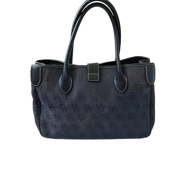Dooney & Bourke Handbag Signature Leather Canvas Logo Black - Image 2