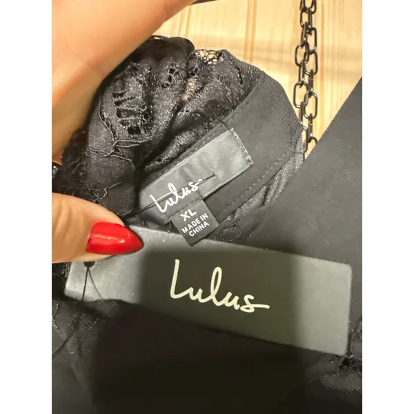 NWT Lulus Kiska Black Lace Wide-Leg Jumpsuit Party Night Out Classy Size XL - Image 9