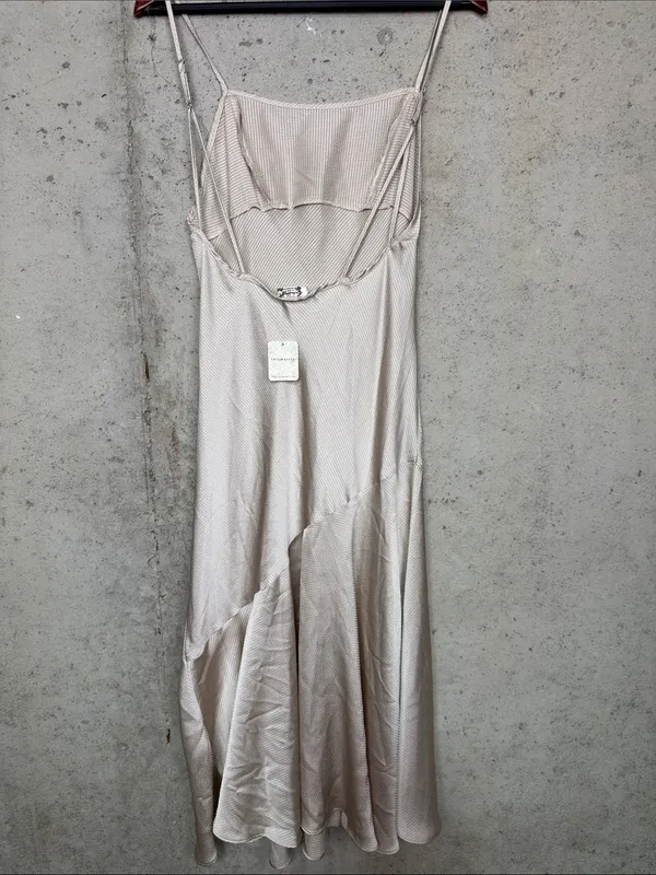 Intimately free people Light Beige Minimal Strappy slip midi dress sz S - Image 3