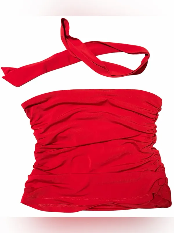 Women's Scarf Tube Top - Wild Fable Brand Target, Red, Small, Tank Top W/ Tie - Image 3