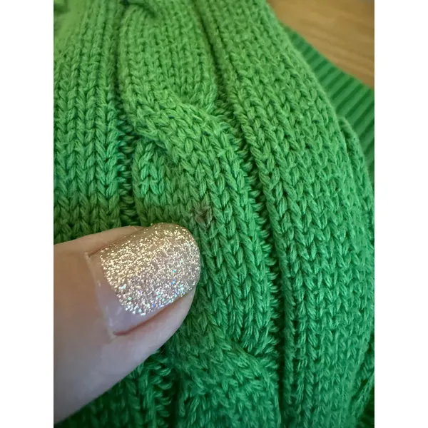 POLO RALPH LAUREN Women's S Crew Neck Cable Knit Cotton Sweater Lime Green Flaw - Image 14