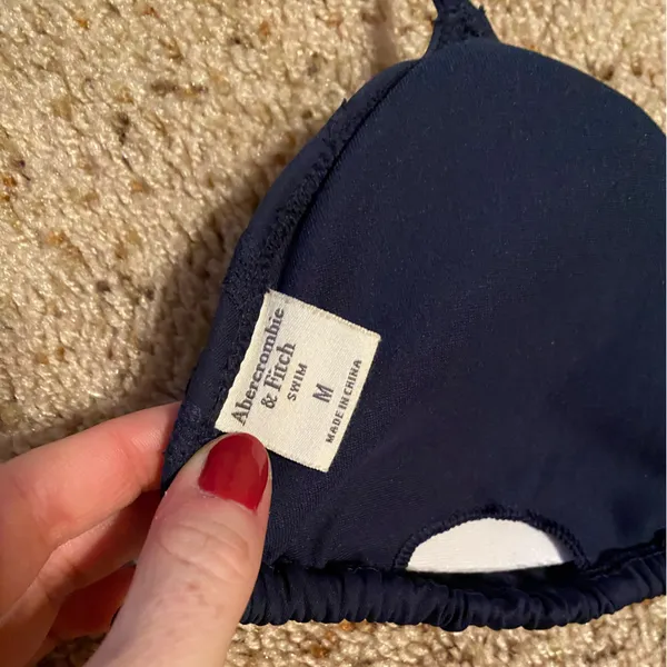 Navy Abercrombie & Fitch Triangle Bikini Top - Image 4