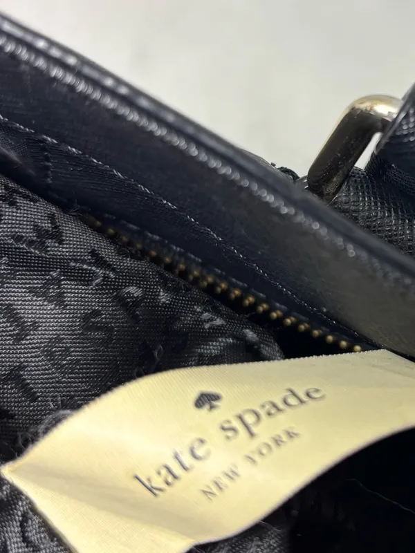 Kate Spade New York Leather Cow Black Saffiano Tote with Gold Plaque‎ - Image 9