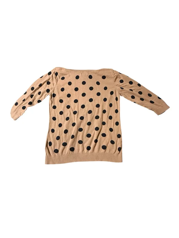 Old Navy L Polka Dot Boatneck Knit Sweater Tan Brown Black Long Sleeve Casual - Image 4