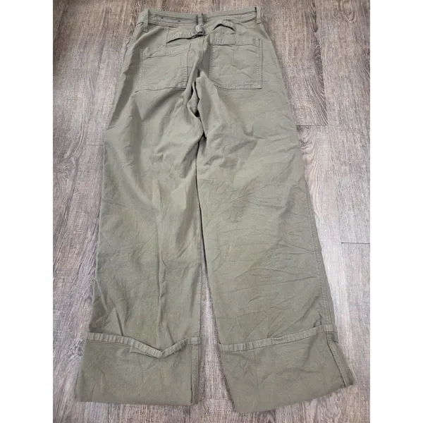 American Eagle Green Stovepipe Canvas Cuffed Straight Leg Pants Women's 2R - Image 6