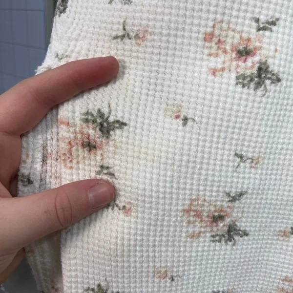 Vintage Victoria's Secret gold label cream floral waffle knit cotton button vest - Image 5