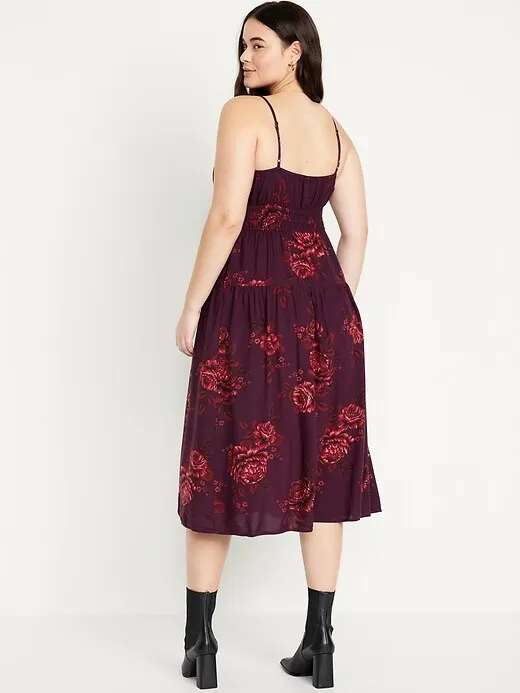 Old Navy Plum waist defined NwT women’s Midi Dress with Floral Print - Image 4