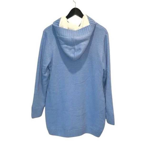Women's Cardigan Sweater Knit Double Pocket Long Sleeve Hooded‎ Cardigan Outwear - Image 6