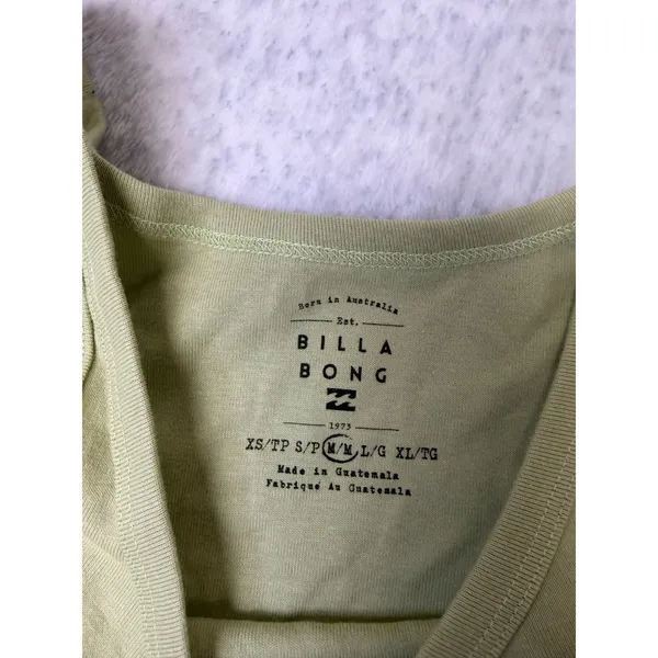 Billabong Womens Sage Green -Knit Cropped Tank Top Scoop Neck Medium RawHem NWOT - Image 3