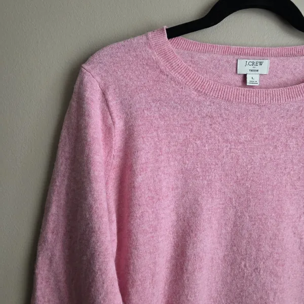 J Crew Cotton-Wool Blend Teddie Sweater Pink Crewneck Knit Pullover Size Large - Image 5