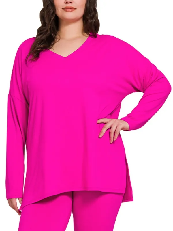 New!Plus Size Neon Hot Pink brushed dty microfiber loungewear set Size 3X - Image 2