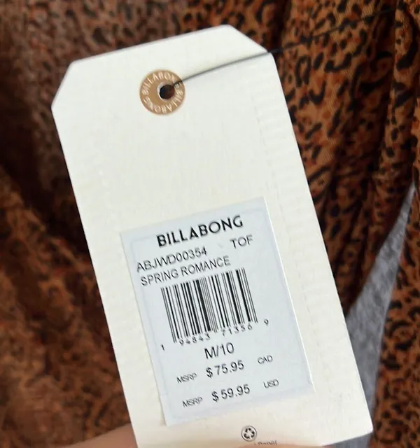 NWT Billabong Spring Romance Leopard Print Wrap Dress Long Sleeve Medium - Image 6